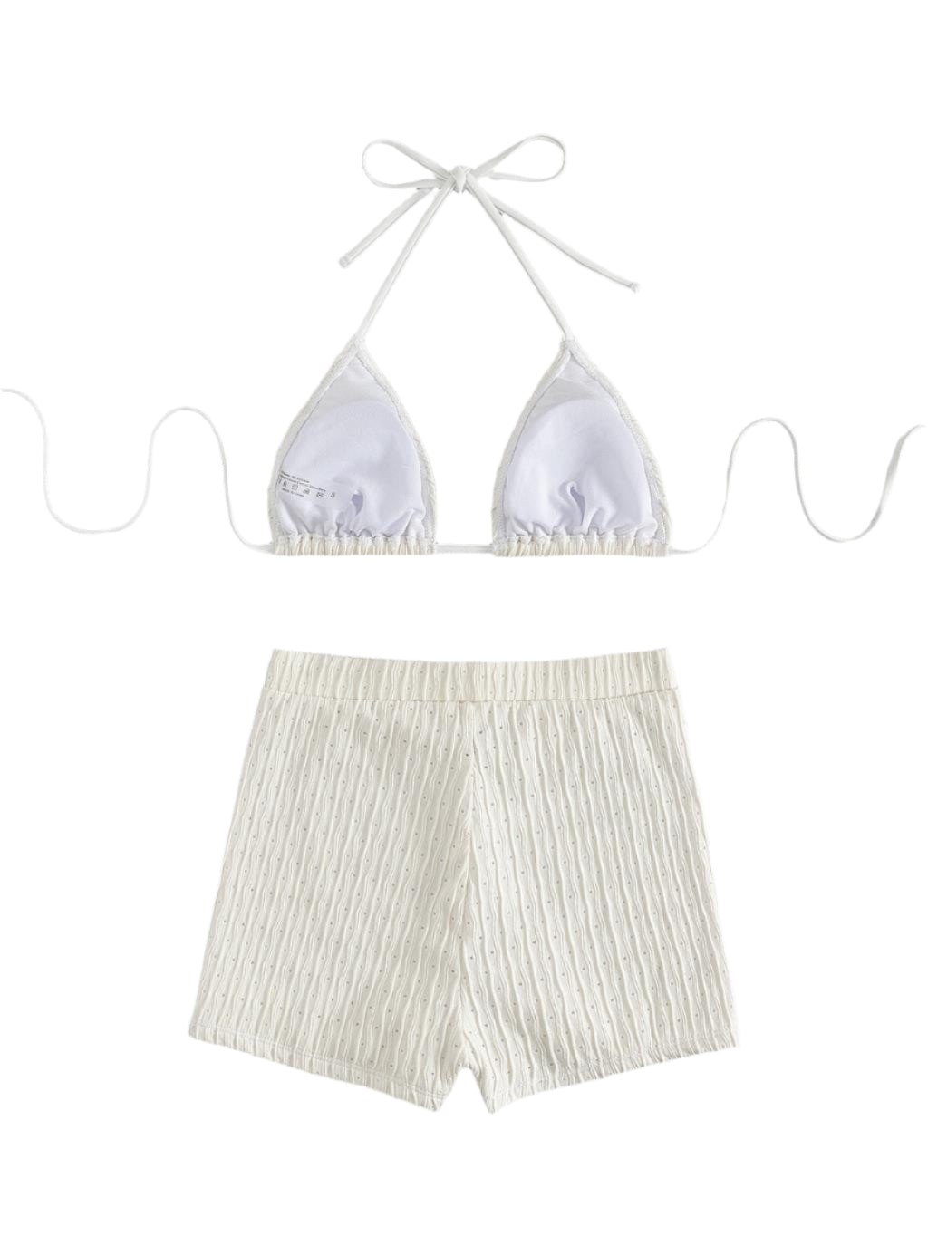 Shiloh Textured Solid Colour Halter Bikini Set- White - Koda Fashion & Decor - Free Shipping