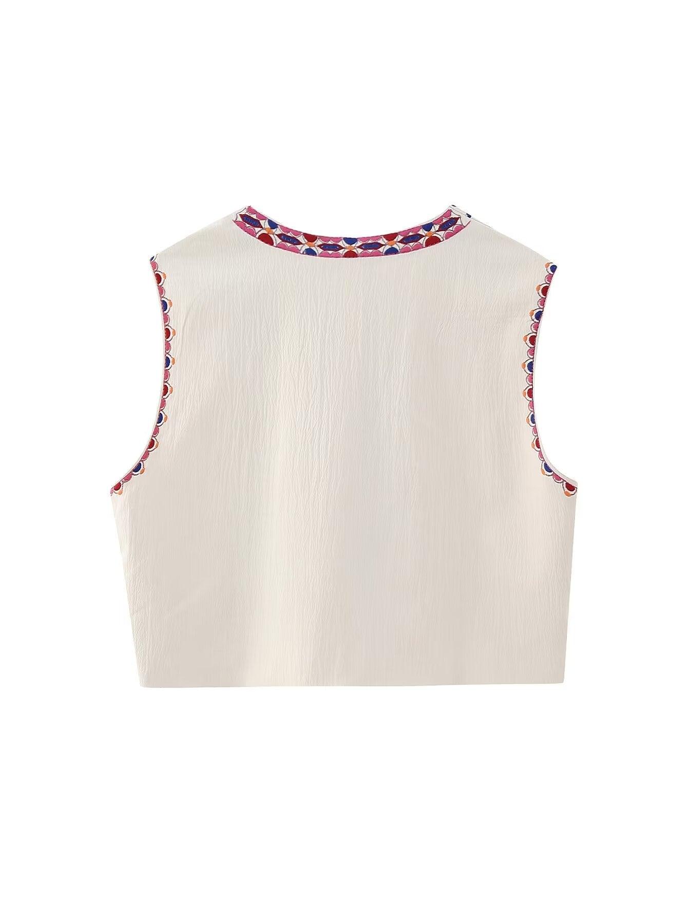 Hungary Embroidered Crop Vest