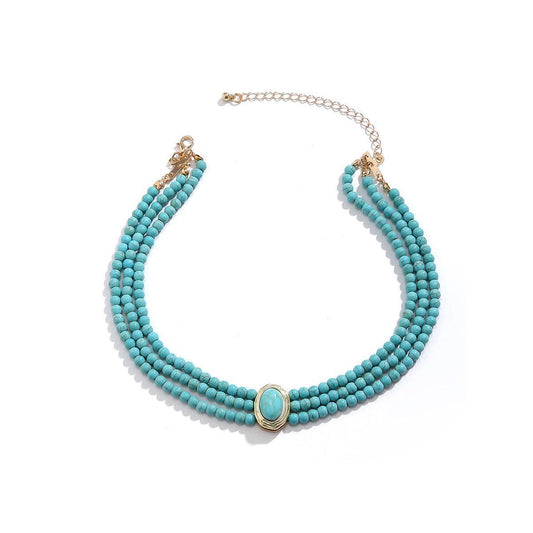 Natural Stone Choker Necklace in Turquoise - Koda Fashion & Decor - Free Shipping