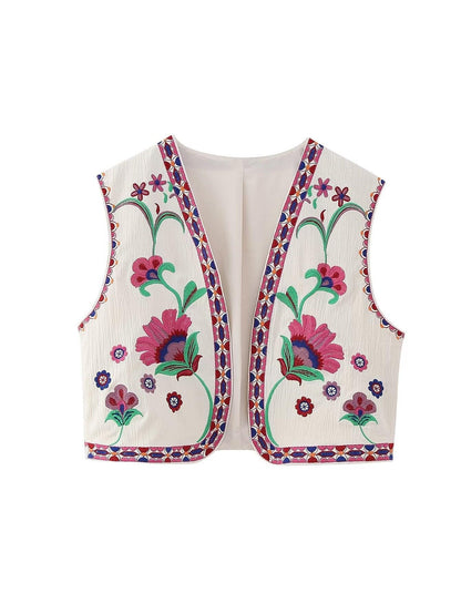 Hungary Embroidered Crop Vest