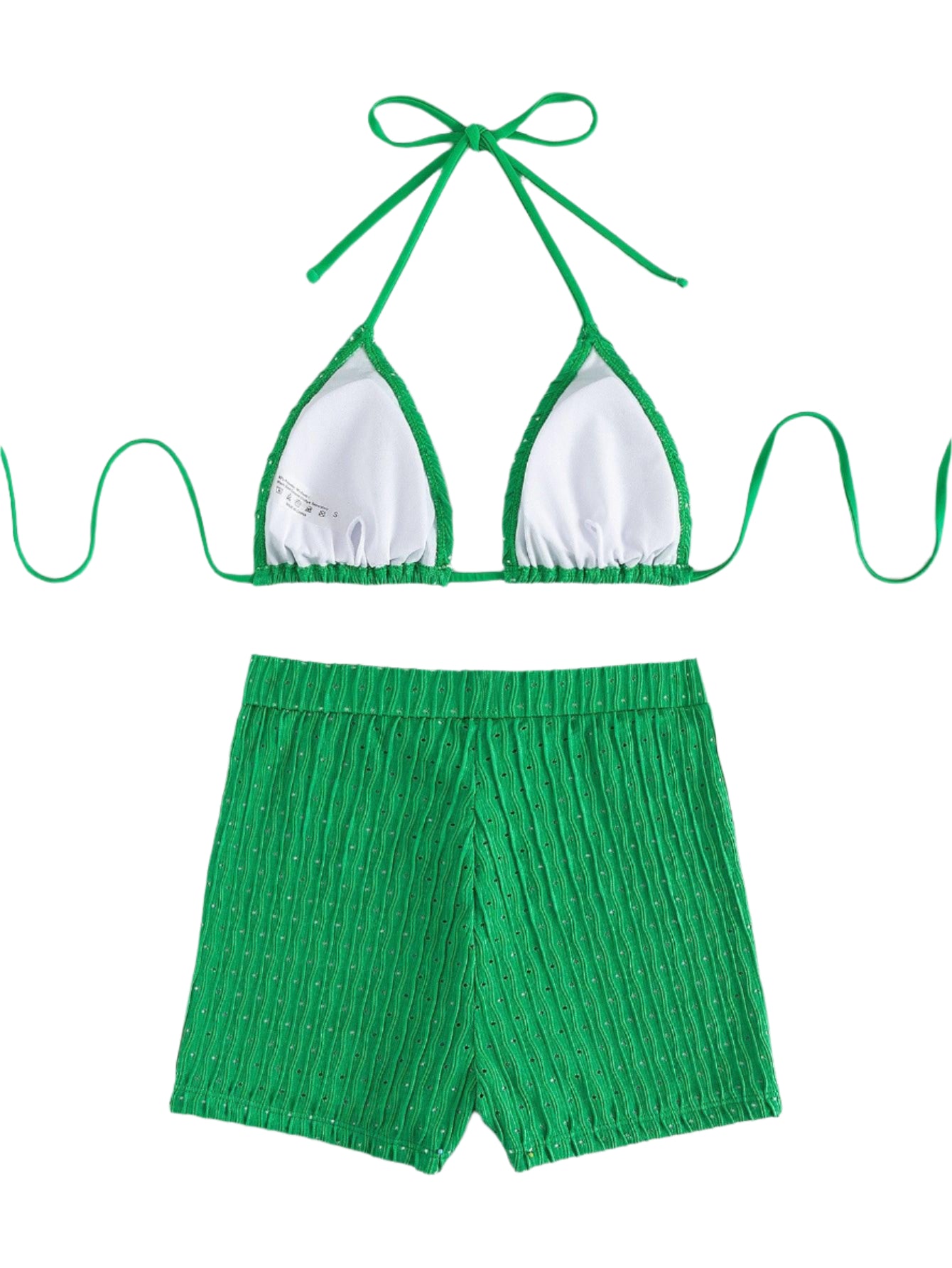 Shiloh Textured Solid Colour Halter Bikini Set- Green - Koda Fashion & Decor - Free Shipping