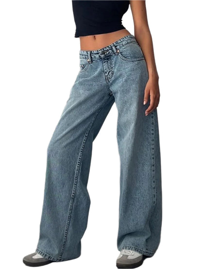 Roxanne Baggy Wide-Leg Jeans- Light Blue - Koda Fashion & Decor - Free Shipping