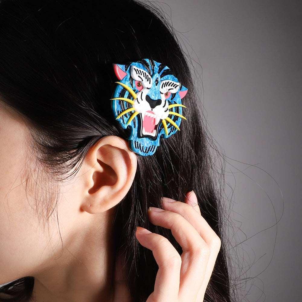 Acrylic Electric Blue Tiger Hairpin - Koda Fashion & Decor - Free Shipping