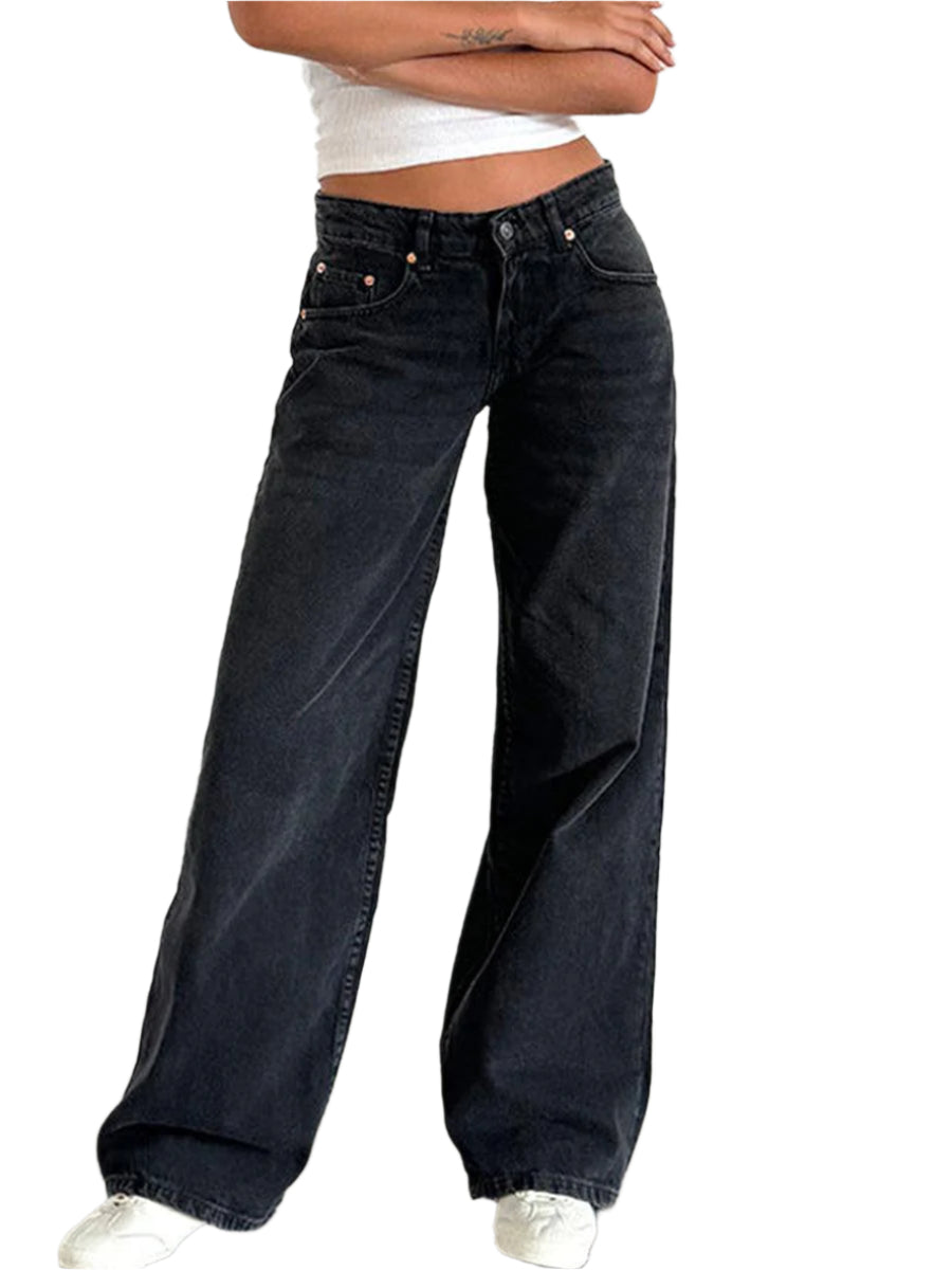 Roxanne Baggy Wide-Leg Jeans - Dark Charcoal - Koda Fashion & Decor - Free Shipping