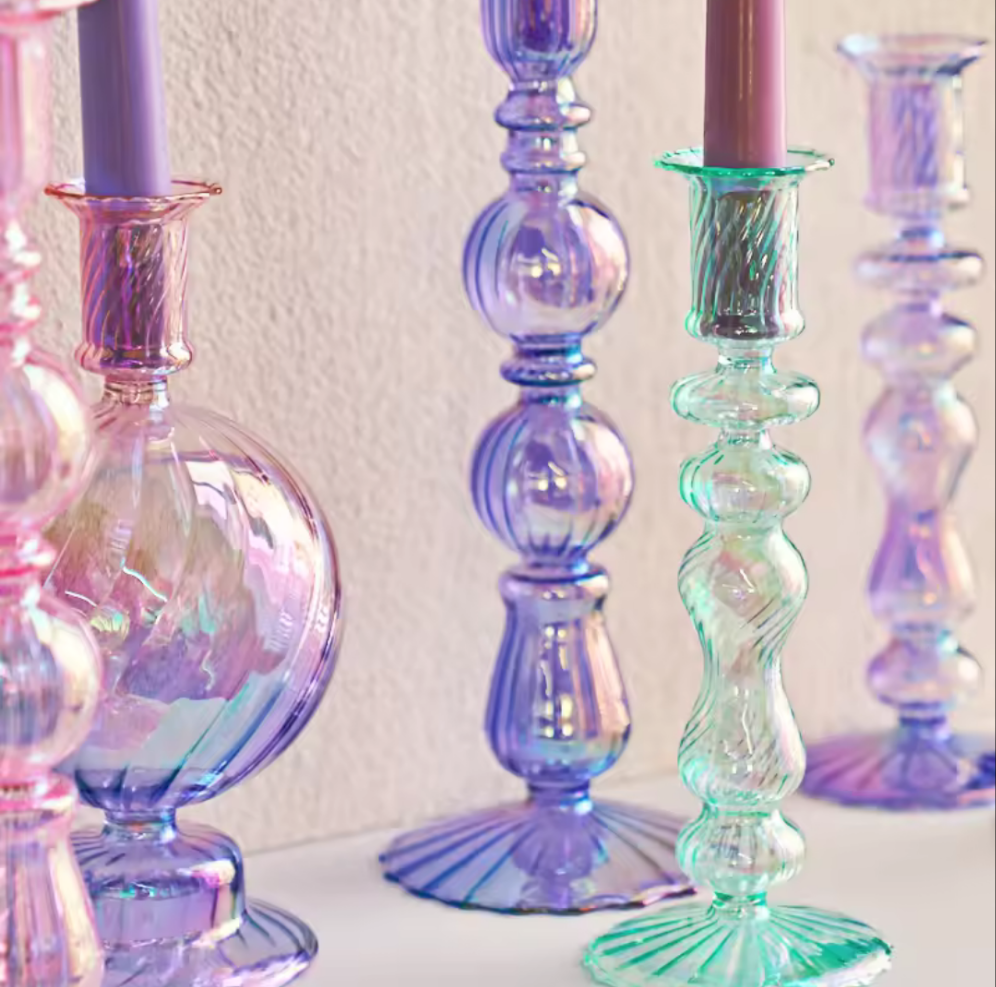 Retro Glass Taper Candle Holder