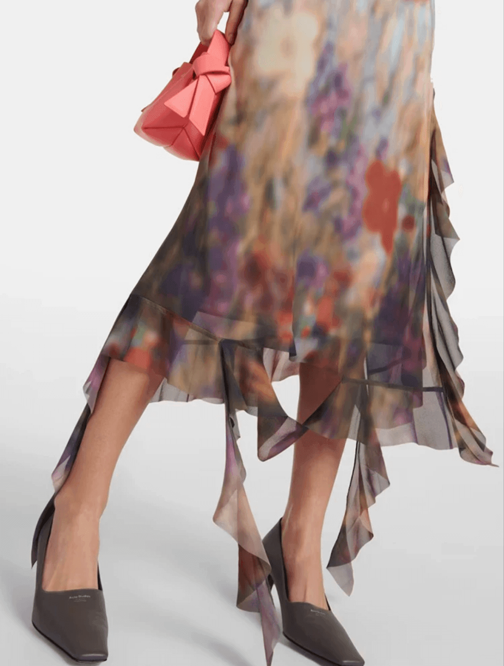 Abstract Asymmetric Flounced Chiffon Dress - Koda Fashion & Decor - Free Shipping