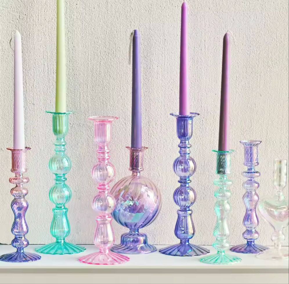 Retro Glass Taper Candle Holder