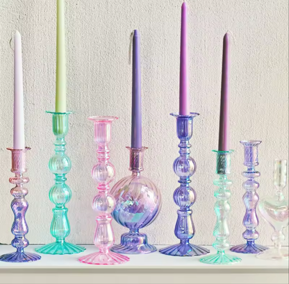 Retro Glass Taper Candle Holder