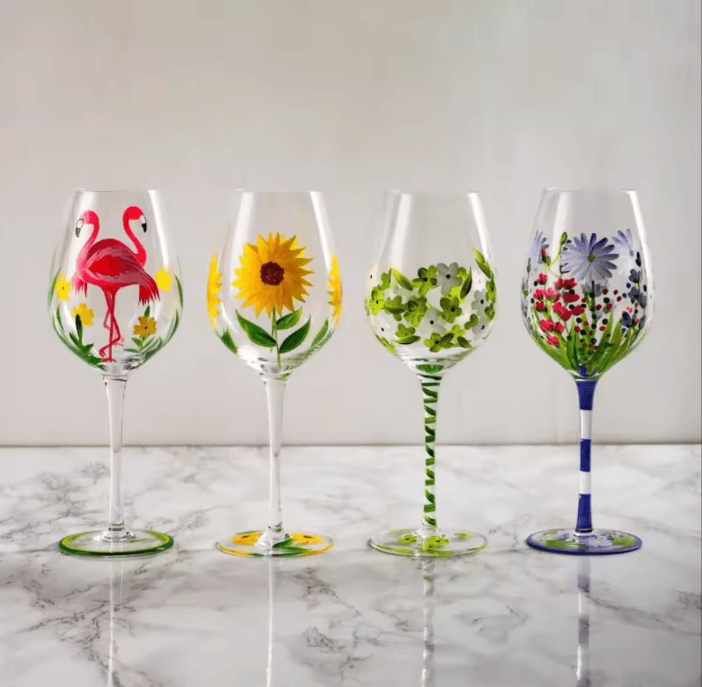 Nature's Beauty Crystal Hand Painted White Wine Glass - Koda Store Australia - Free Shipping