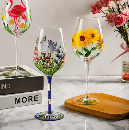 Nature's Beauty Crystal Hand Painted White Wine Glass - Koda Store Australia - Free Shipping