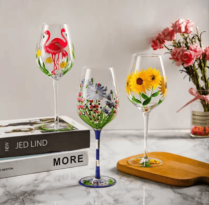 Nature's Beauty Crystal Hand Painted White Wine Glass - Koda Store Australia - Free Shipping