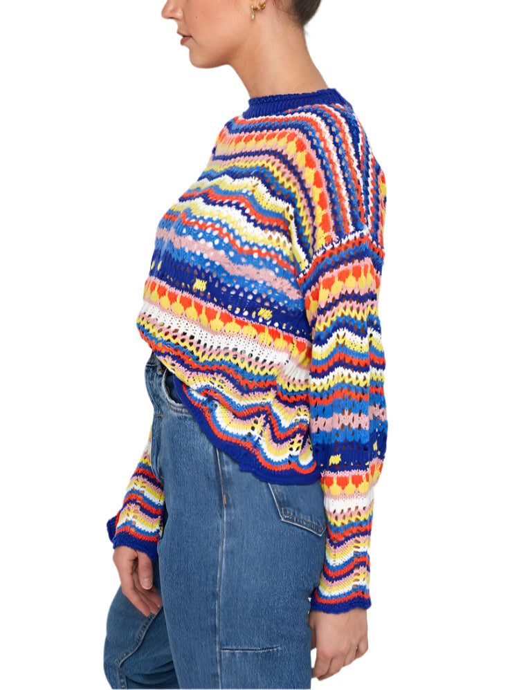 Cropped Multi-Coloured Striped Knit Sweater - Koda Fashion & Decor - Free Shipping