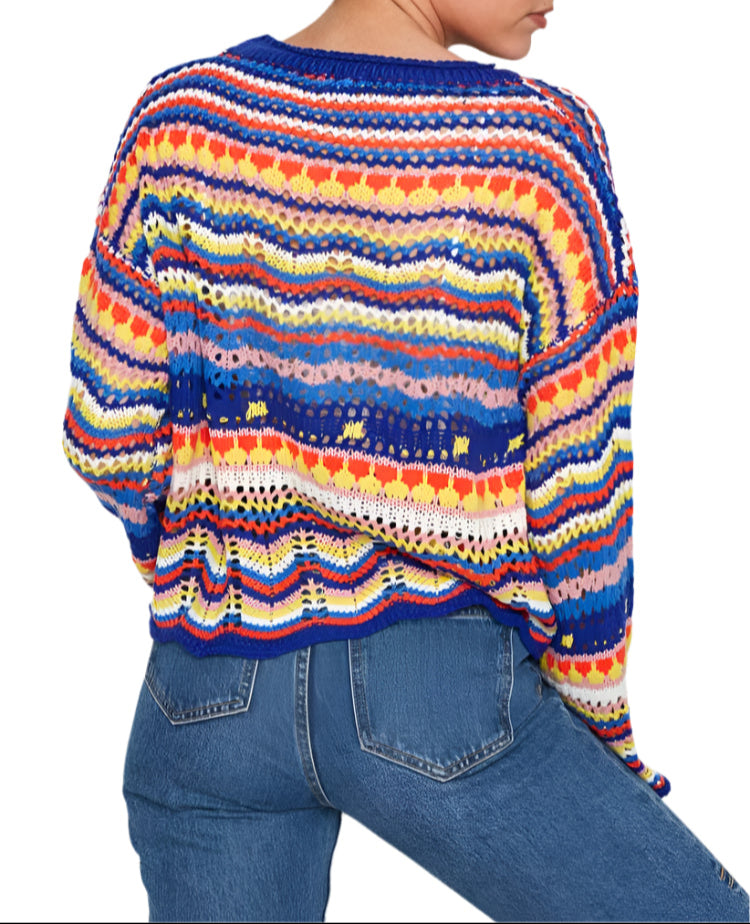 Cropped Multi-Coloured Striped Knit Sweater - Koda Fashion & Decor - Free Shipping