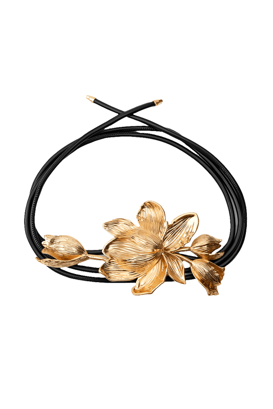 Exaggerated Tulip Leather-Cord Belt Koda Fashion & Decor