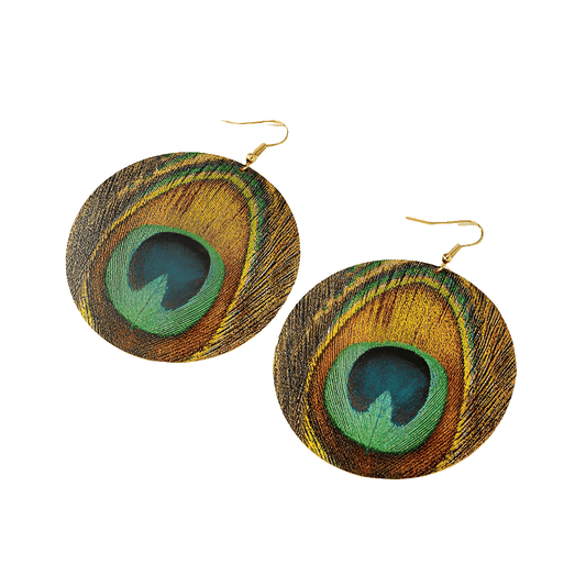 Woven Peacock Feather Drop Earrings Koda Fashion & Decor