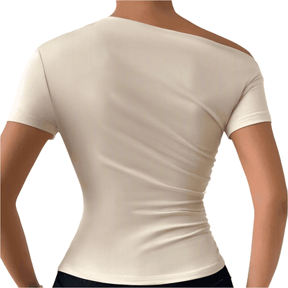 Asymmetric One-Shoulder Top Spanish White