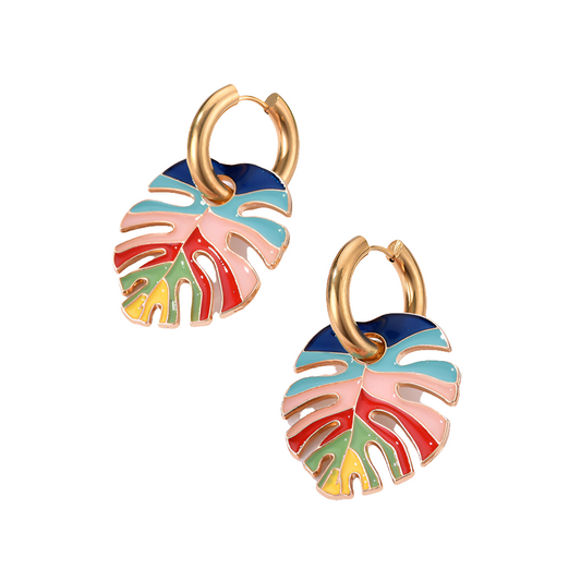 Colourful Palm Leaf Earrings