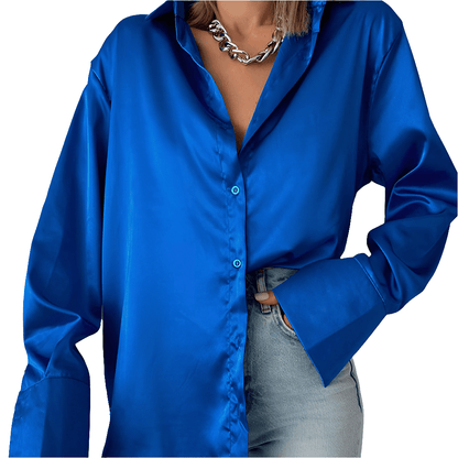 Vintage Lapel Satin Blouse