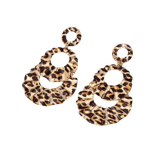 Leopard Pleat Fan Drop Earrings Koda Fashion & Decor