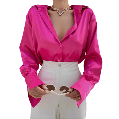 Vintage Lapel Satin Blouse - Koda Fashion & Decor - Free Shipping