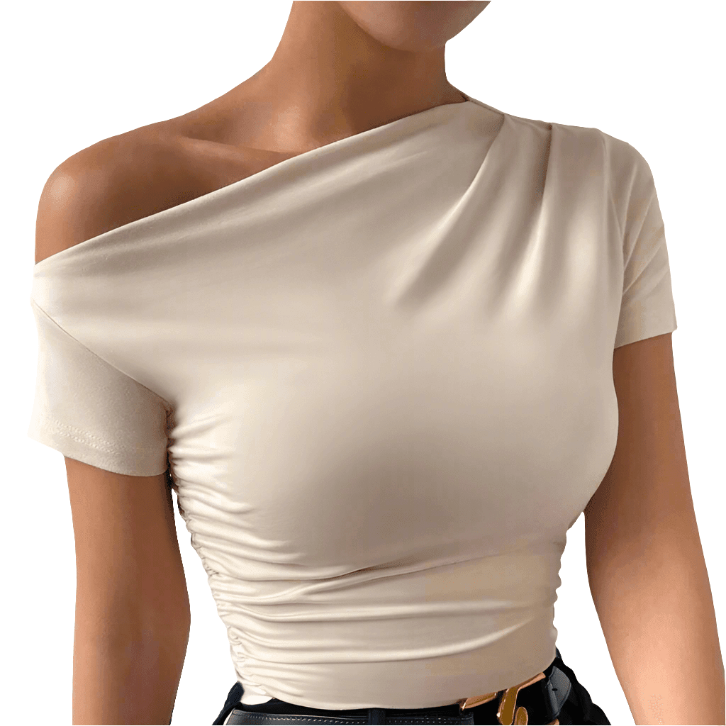 Asymmetric One-Shoulder Top Spanish White