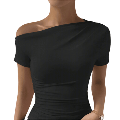 Asymmetric One-Shoulder Top Black