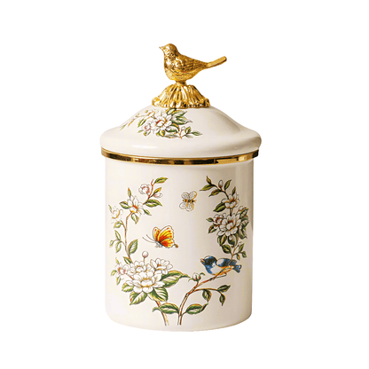 Elegant Flower and Bird Storage Jar Koda Fashion & Decor