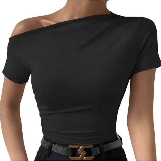 Asymmetric One-Shoulder Top Black