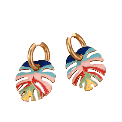 Colourful Palm Leaf Earrings