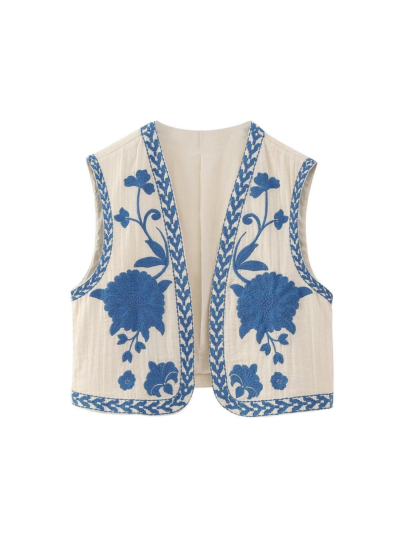 Hungary Embroidered Crop Vest - Koda Fashion & Decor - Free Shipping