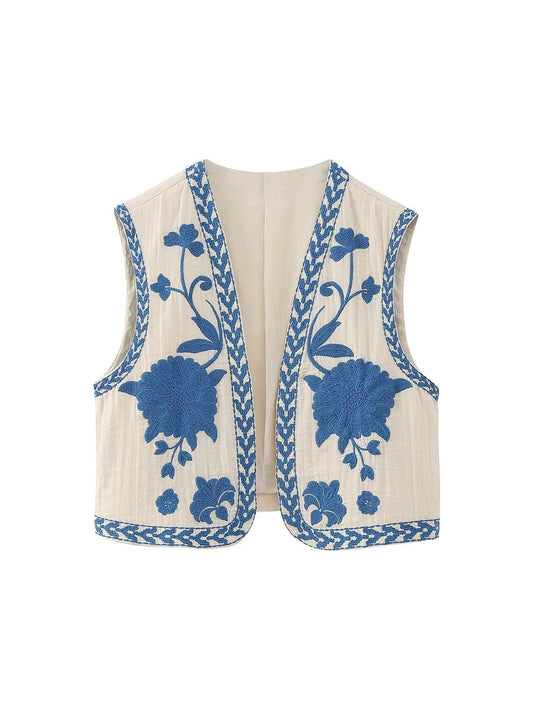 Hungary Embroidered Crop Vest - Koda Fashion & Decor - Free Shipping